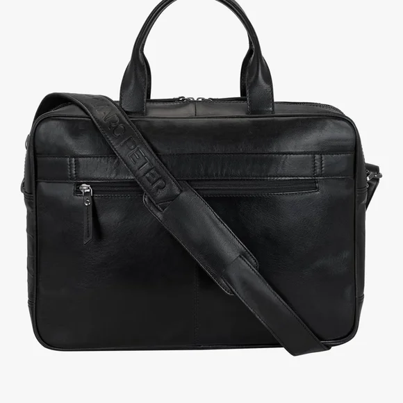 New -MARC PETER Black Leather Men's or Womens Laptop/Briefcase - Picture 4 of 12